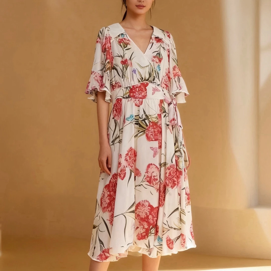 【深圳南油】2024新款夏季时尚碎花连衣裙