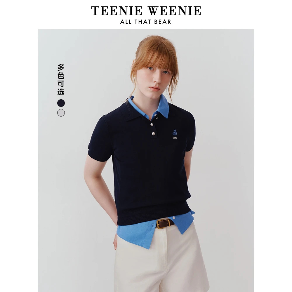 TeenieWeenie小熊25夏新款时髦学院智感通勤毛衣短袖TTKW252405E
