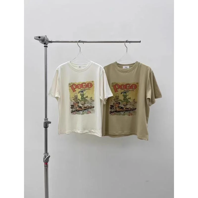 泡菜 SEED 2025新款圆领卡通鳄鱼印花短袖T恤