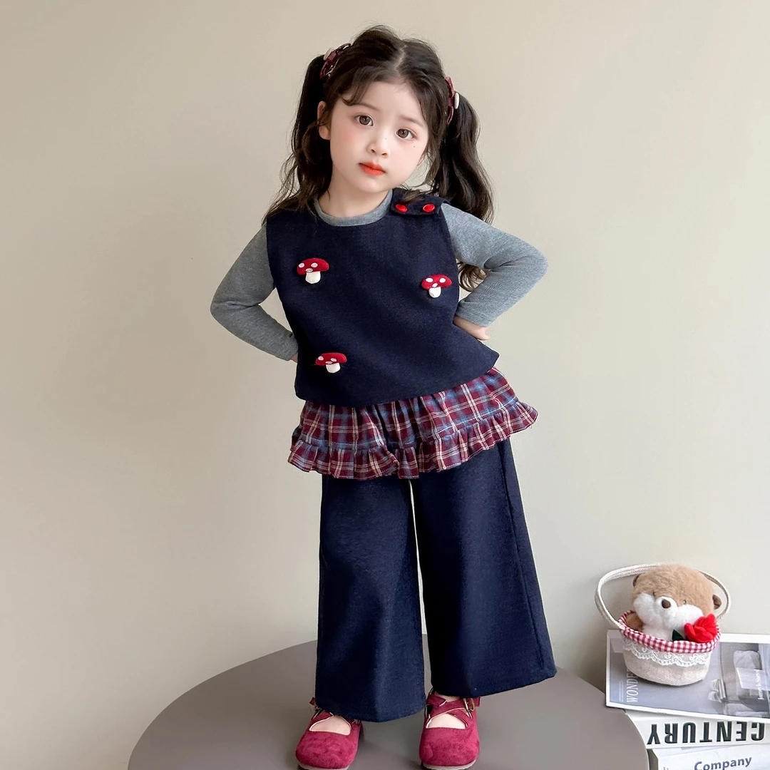 女童韩系洋气套装春秋2025新款女宝宝甜美可爱三件套女童秋款套装