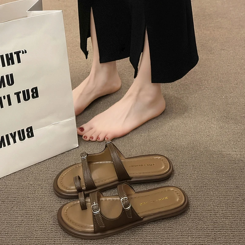 平底法式晚风拖鞋2025新款平底鞋夹脚凉拖鞋仙女风凉鞋女款夏外穿