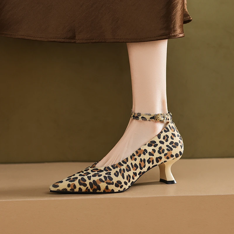 5CM法式小众优雅气质单鞋2025春季新款尖头细跟浅口一字带高跟鞋