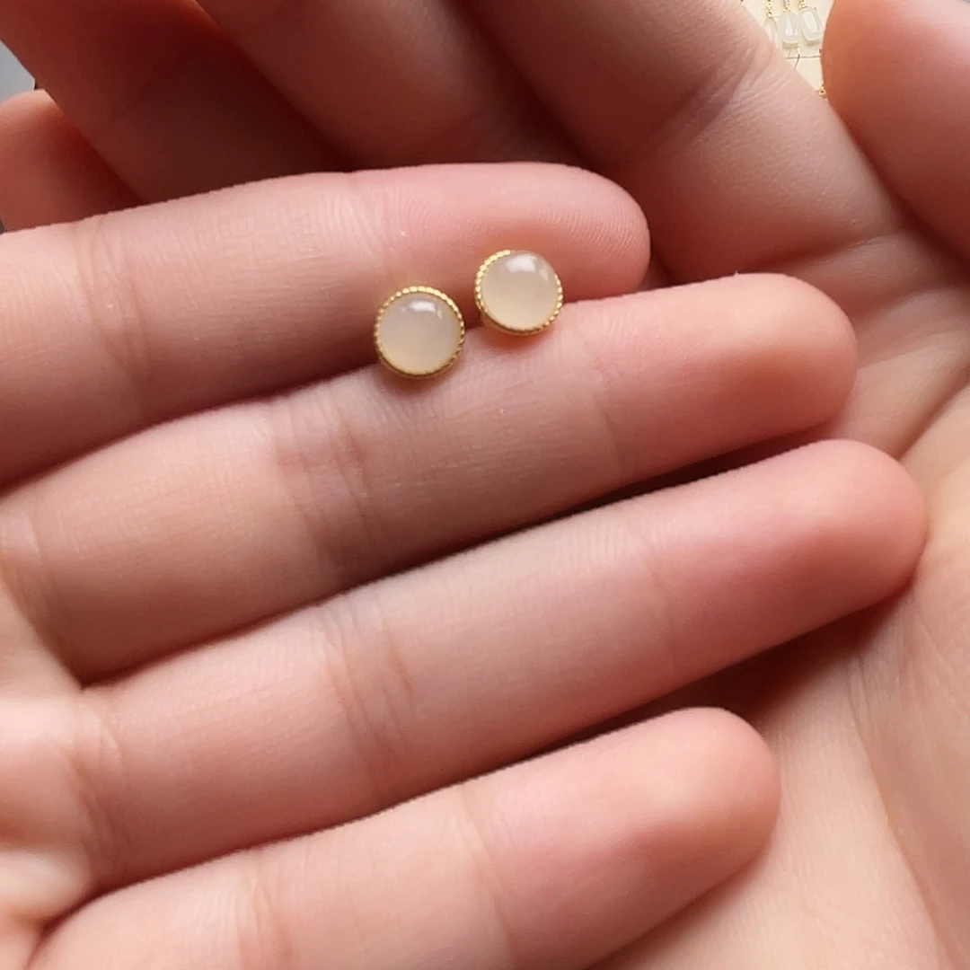 银S925镶嵌和田玉耳饰