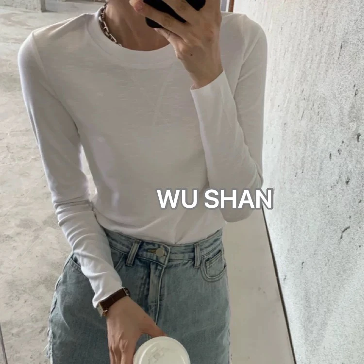 【显瘦长袖】SSJ  正肩显瘦高克重高弹力自由剪边百搭长袖