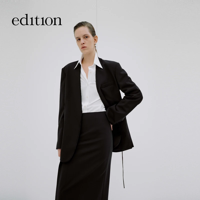 【达人专享】edition双面穿无领提花西装#EBD3BLA019