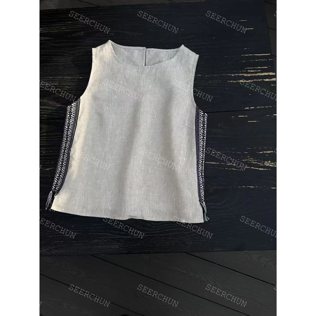 【纯纯女装】SEERCHUN高品质重工小众感麻背心上衣  52087