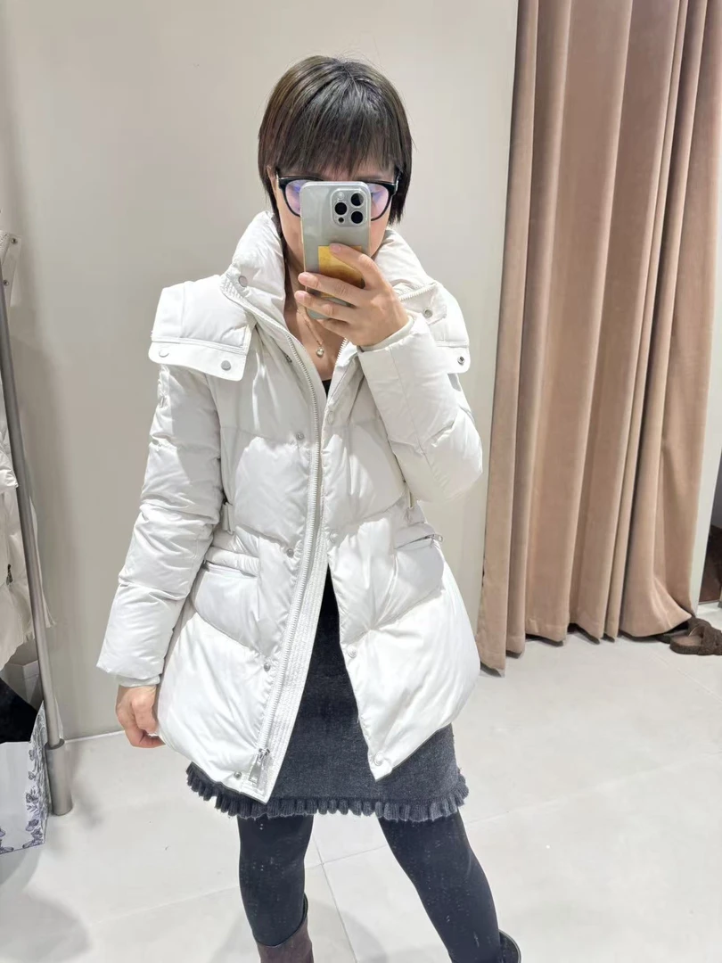 【PSX-3629】连帽中长款收腰白鸭绒立领潮流秋冬时尚短款百搭韩版