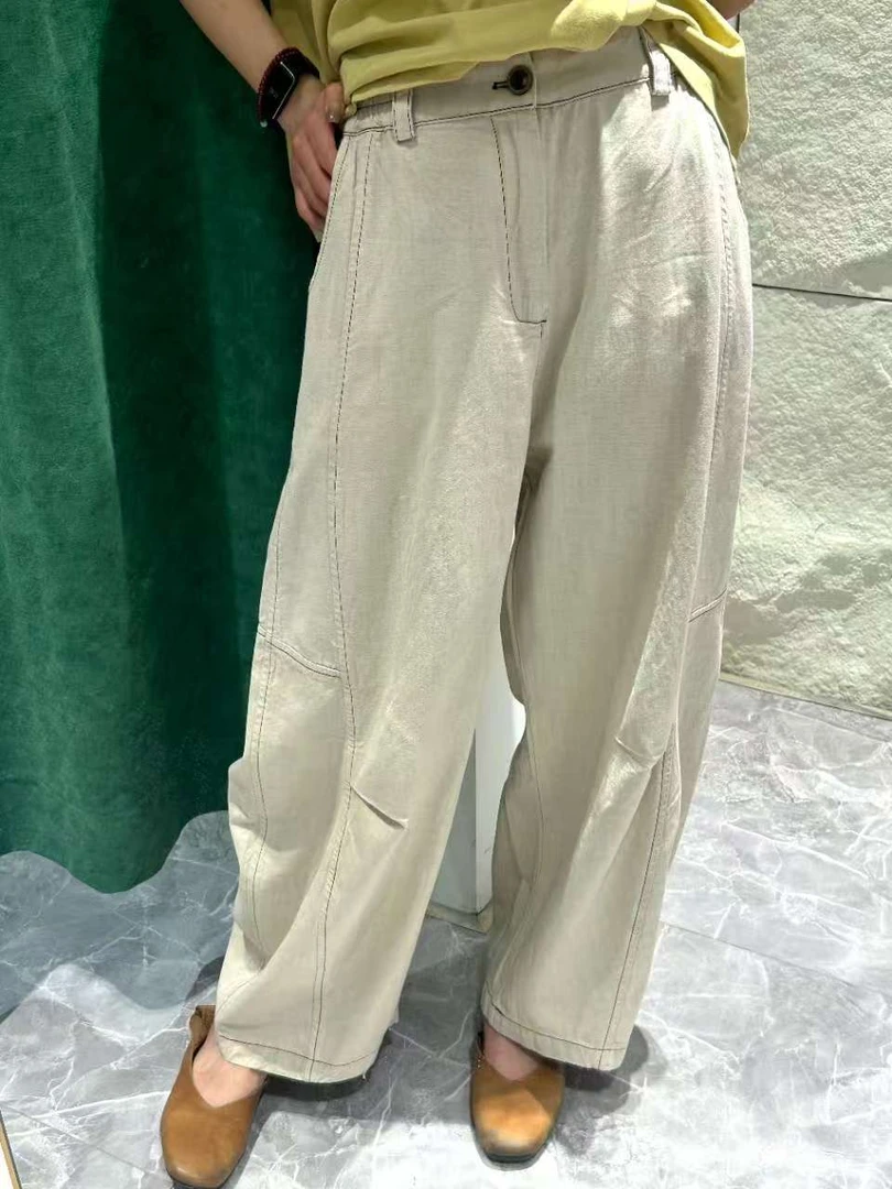 清之音*原创设计亚麻镰刀裤阔腿休闲阔腿休闲