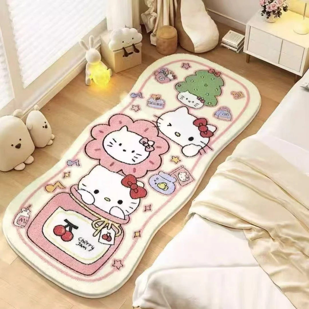 仿羊绒Kitty猫加厚卡通毛绒床边可爱少女卧室脚垫防滑地毯ins地垫