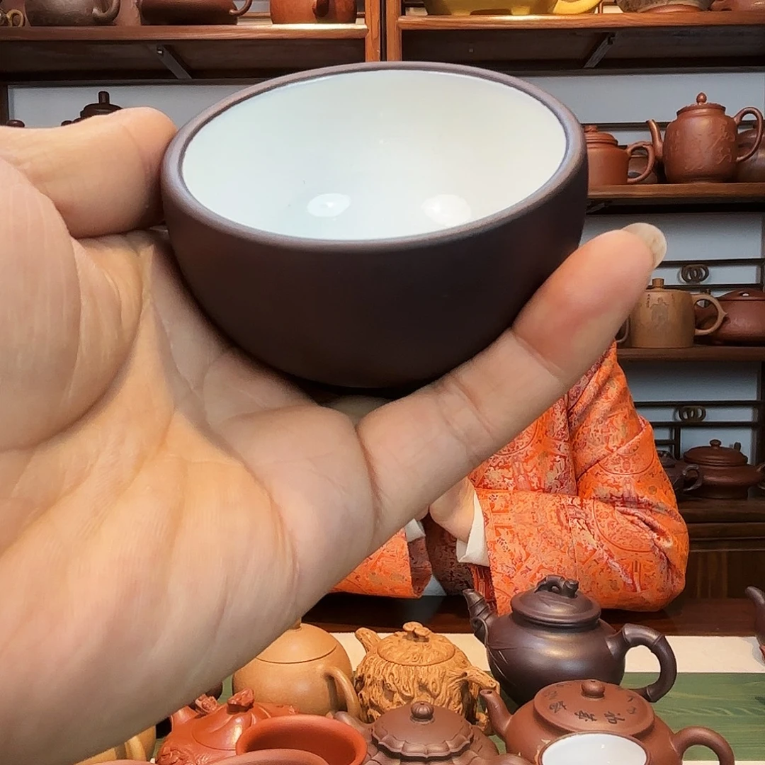 茶杯紫砂白釉杯紫砂