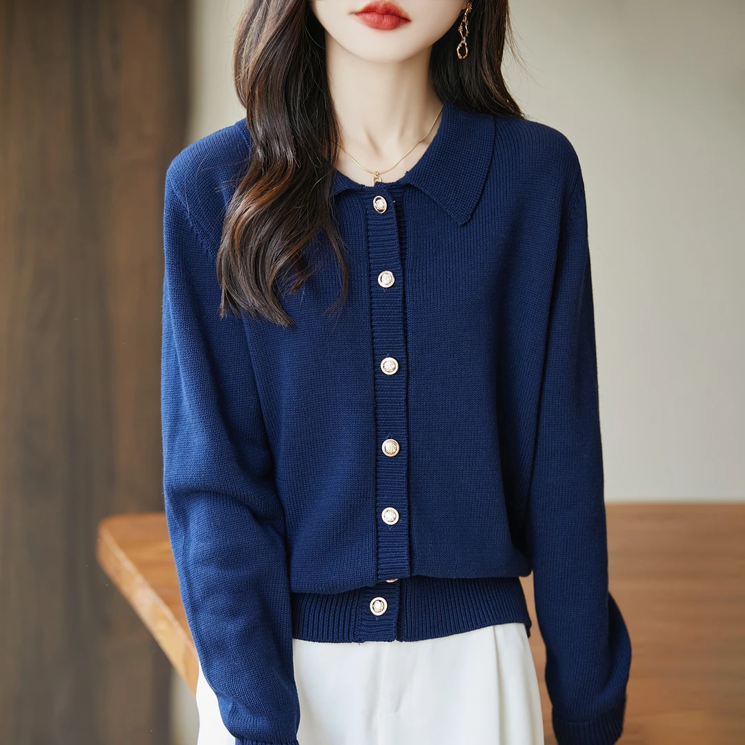 哥弟阿玛施正品秋季POLO领修身型不起球针织毛针织衫宽松时尚优雅