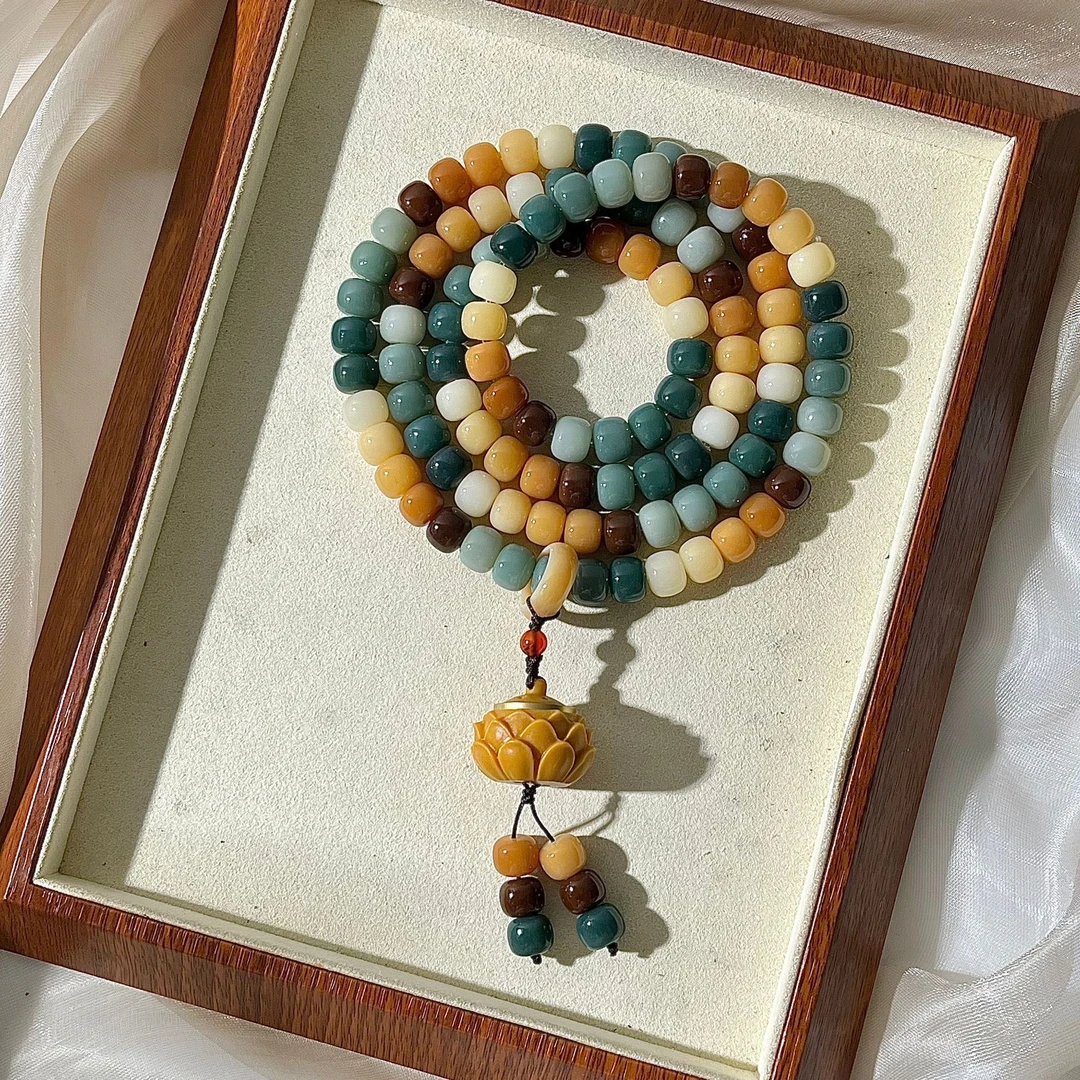 （含证书）敦煌问天老料菩提根108颗设计款国风学生文玩手链佛珠