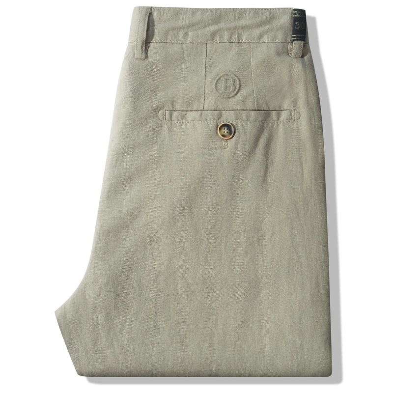 100%纯亚麻裤男士休闲裤夏季薄款宽松直筒裤商务奢华透气麻料长裤