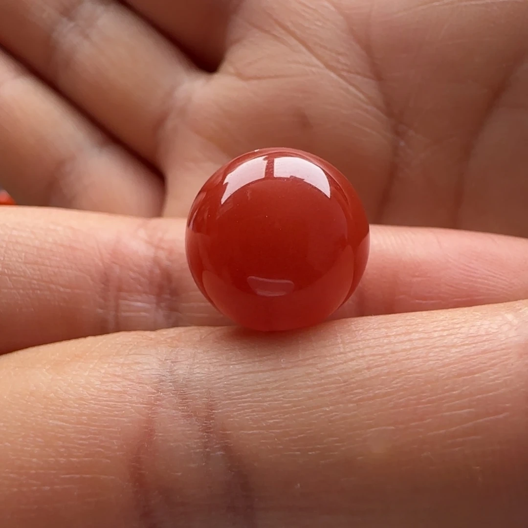 玛瑙/玉髓未镶嵌圆珠14白马牙 皮裂