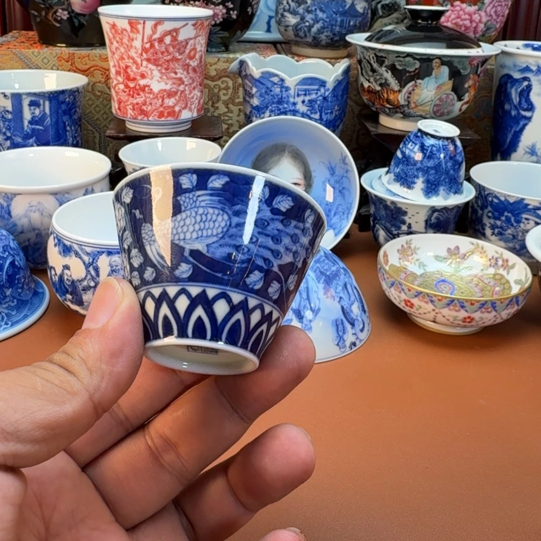 陶杯子景德镇全手工手绘陶瓷