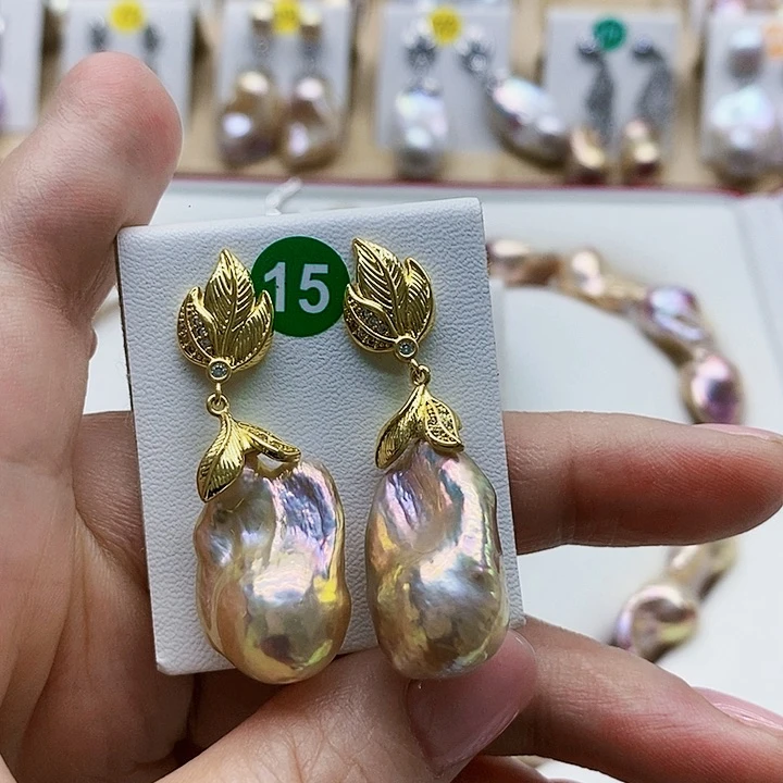 银S925镶嵌淡水珍珠耳饰B****)