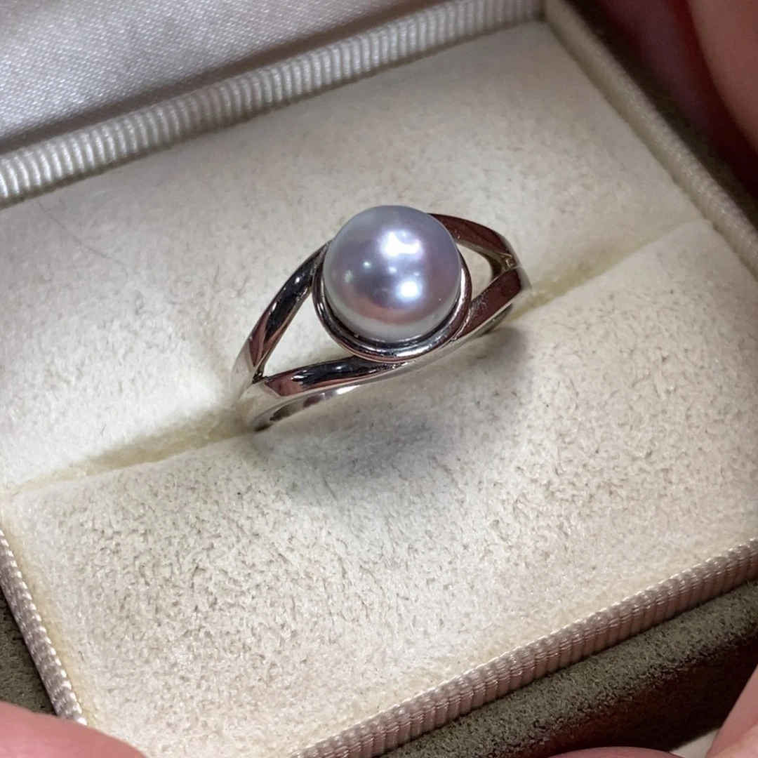 海水珍珠戒指银S925镶嵌微瑕