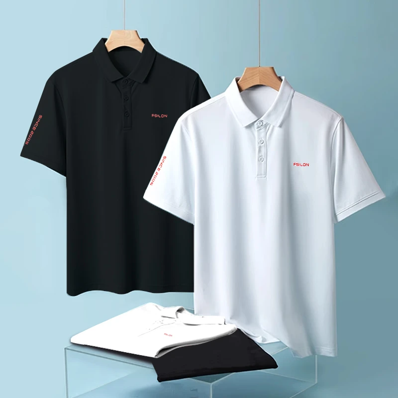 夏季吸湿排汗情侣短袖冰丝压胶运动无痕polo衫防水冰感男子t恤