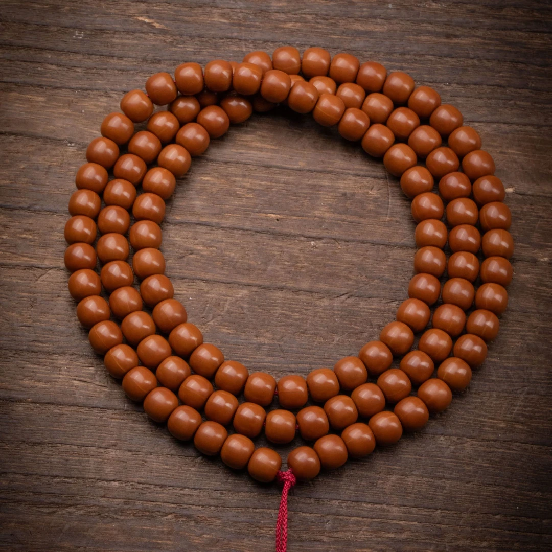 9mm+猴头老型脖挂赤红皮成熟度高手头沉盘玩带感108+备籽文玩手串