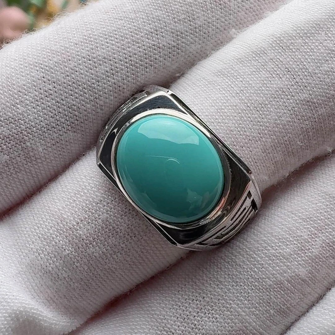 绿松石珠宝奇石银S925镶嵌西**小