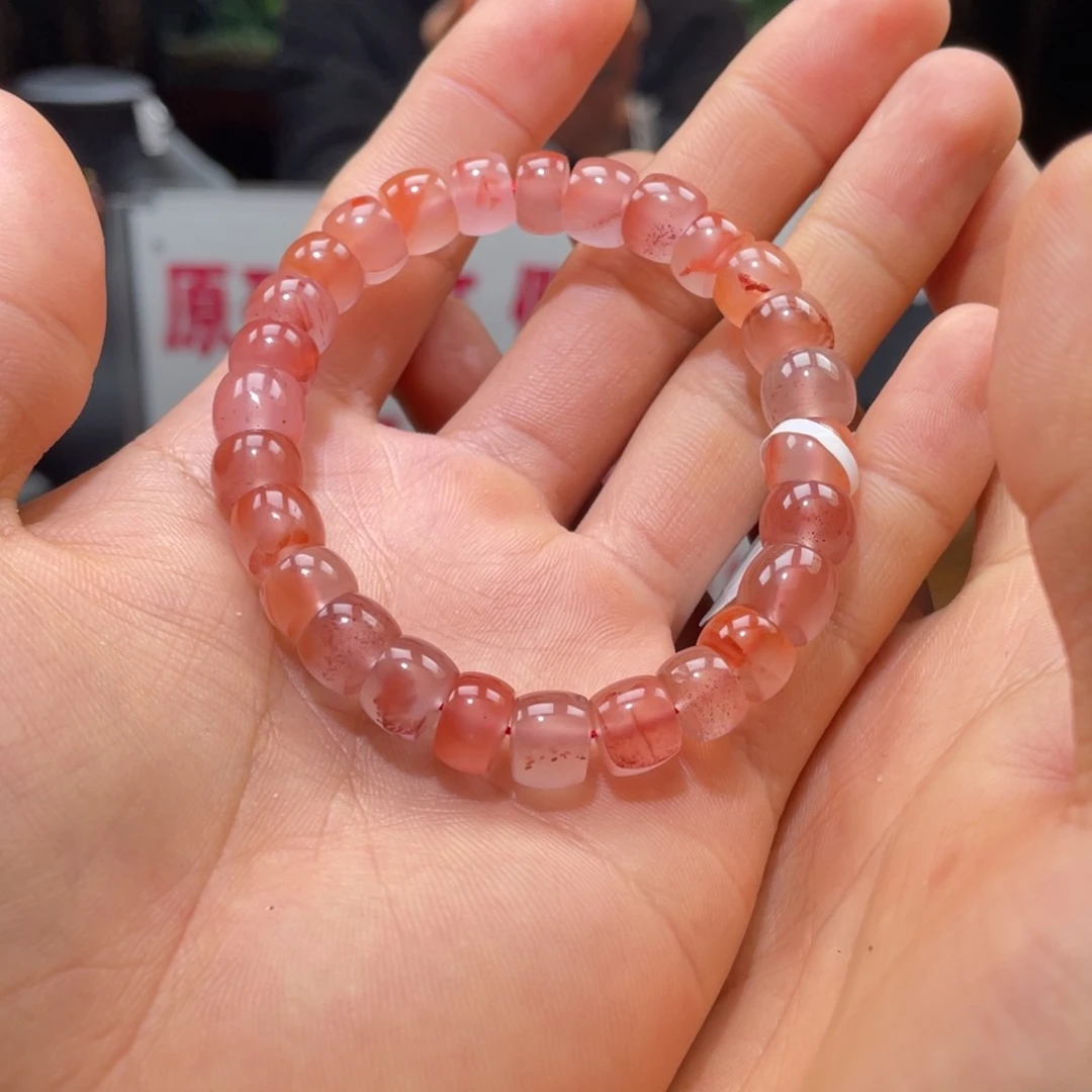 南红玛瑙冰飘直切9mm未镶嵌