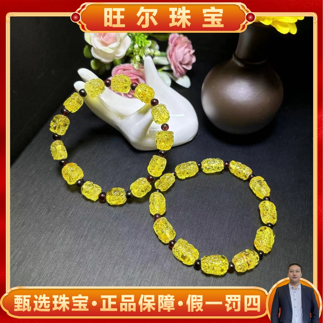 M2580琥珀金珀-血翳珀小号貔貅手串-多样性发其一