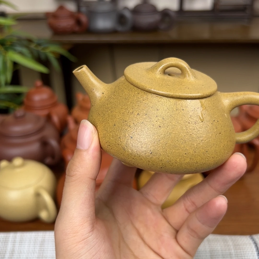 茶壶紫砂紫砂壶平盖石瓢黄金段130cc微瑕全