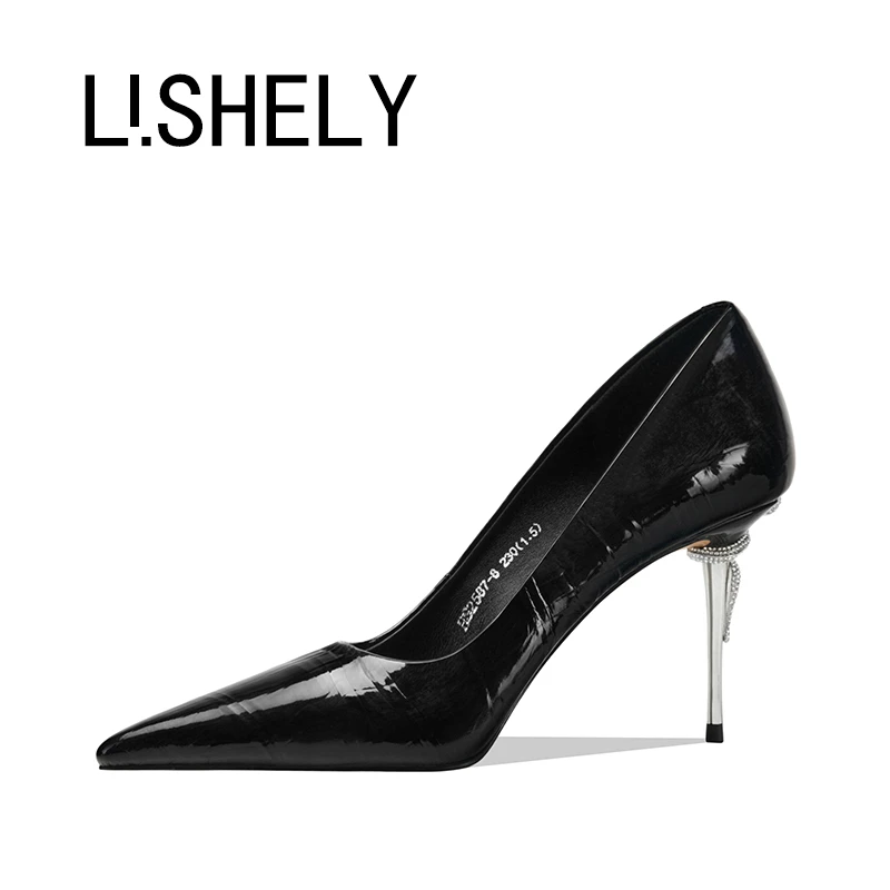 1156[蛇鳞悖论]浅口细跟高跟鞋单鞋职业时尚尖头气质法式小香风