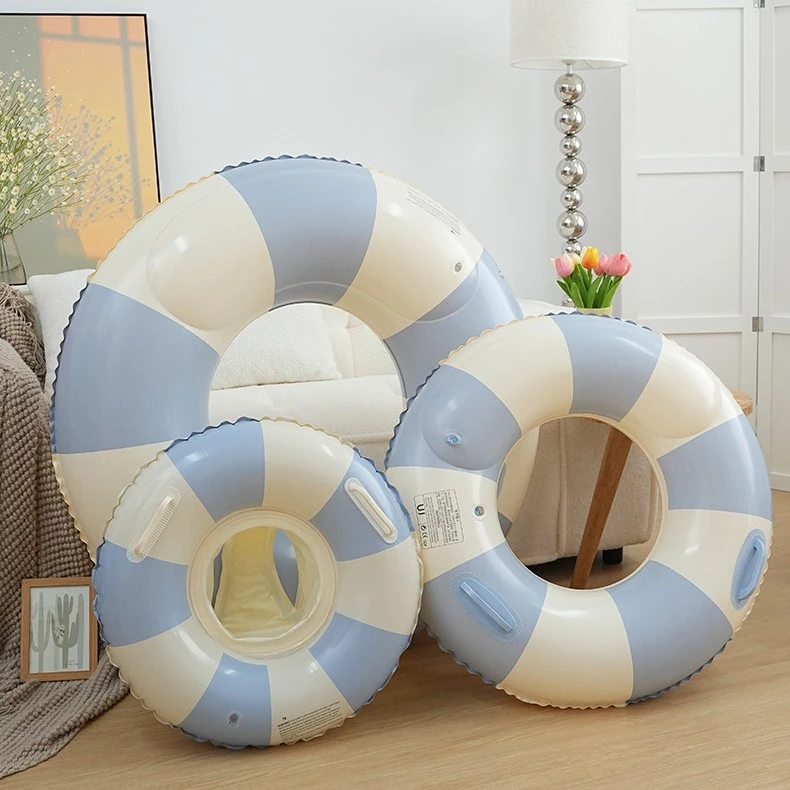 加厚儿童复古条纹充气双气囊游泳圈宝宝腋下圈男女浮圈大号救生圈