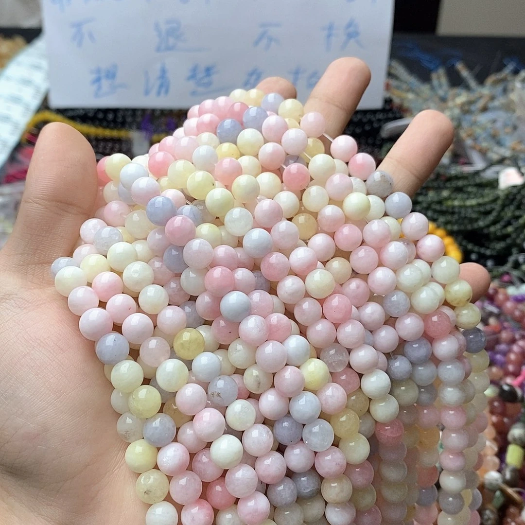 玛瑙/玉髓未镶嵌珠宝半成品一条天然8mm马卡龙玉髓圆珠