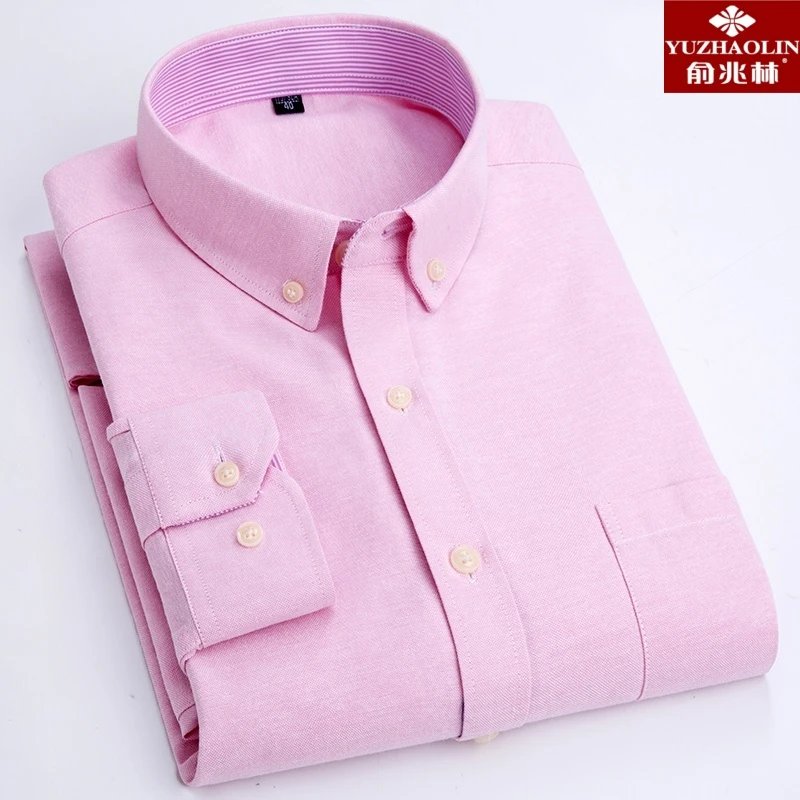 俞兆林纯色复古长袖免烫不缩水亲肤舒适商务新中式春秋季纯色衬衫