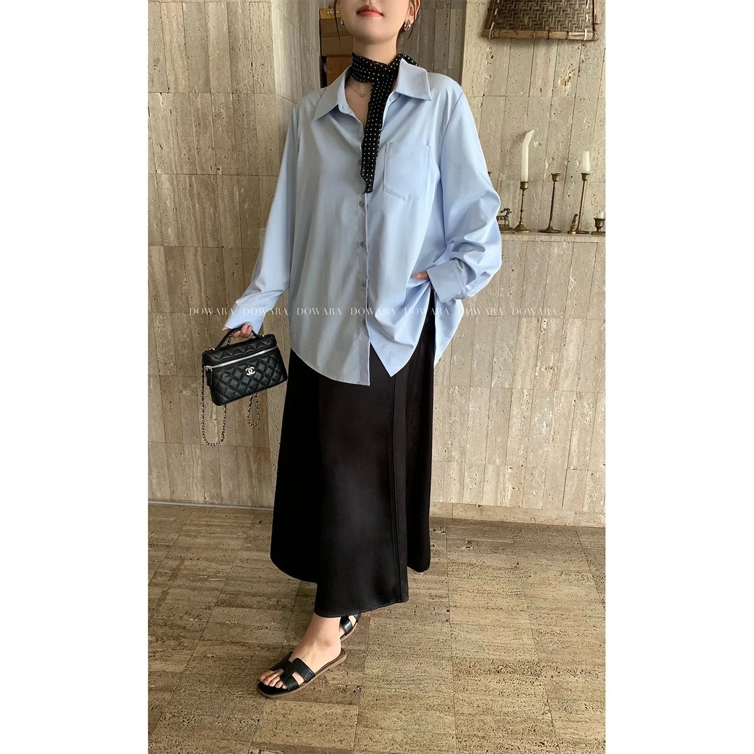 现货7705D大婉酱微胖定制韩系半身裙女早春a字裙温柔风设计中长裙