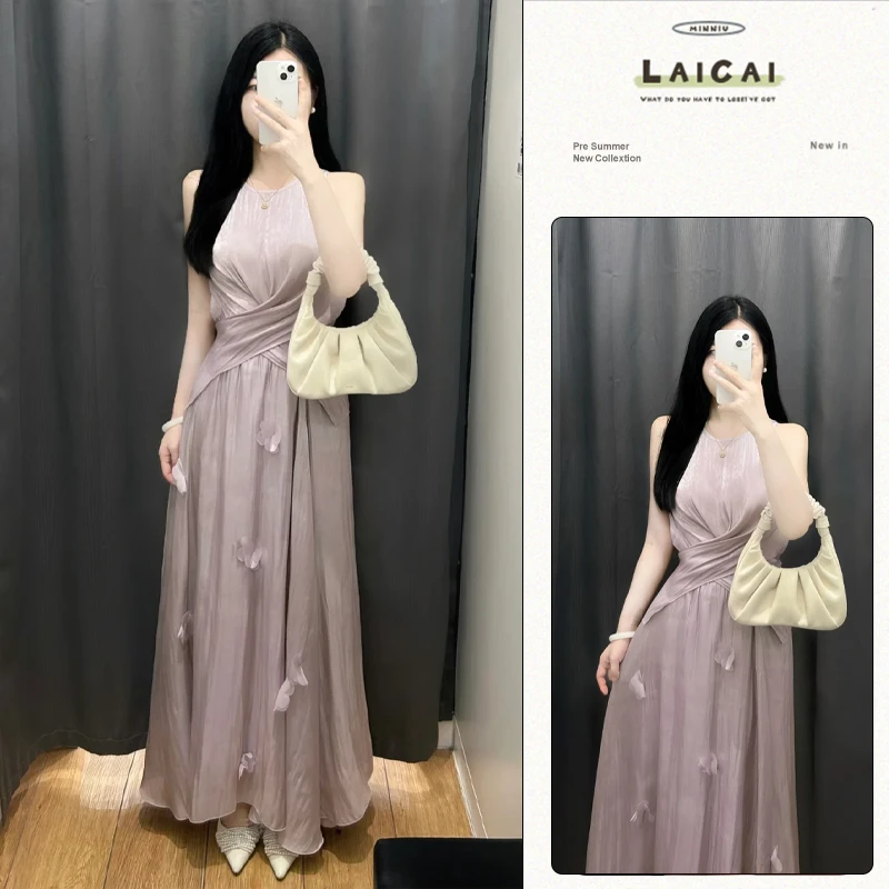 2025夏季新款法式交叉V领收腰无袖上衣别致超仙半身裙显瘦两件套