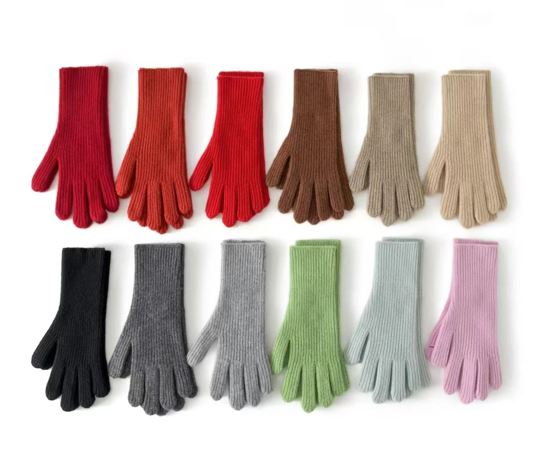 羊绒韩版漏指手套保暖针织