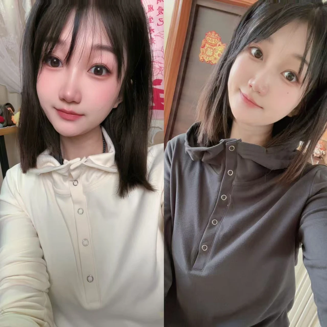 【纯牛奶】秋冬新款 时尚洋气百搭复古高级简约带帽休闲加厚T恤