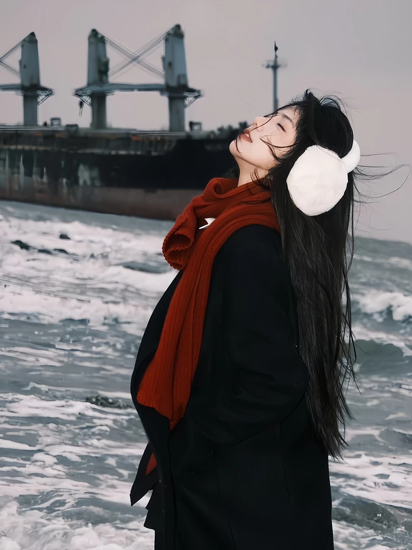 红色无印韩版新款氛围感冬季女生通用百搭in厚款保暖纯色淑女围巾