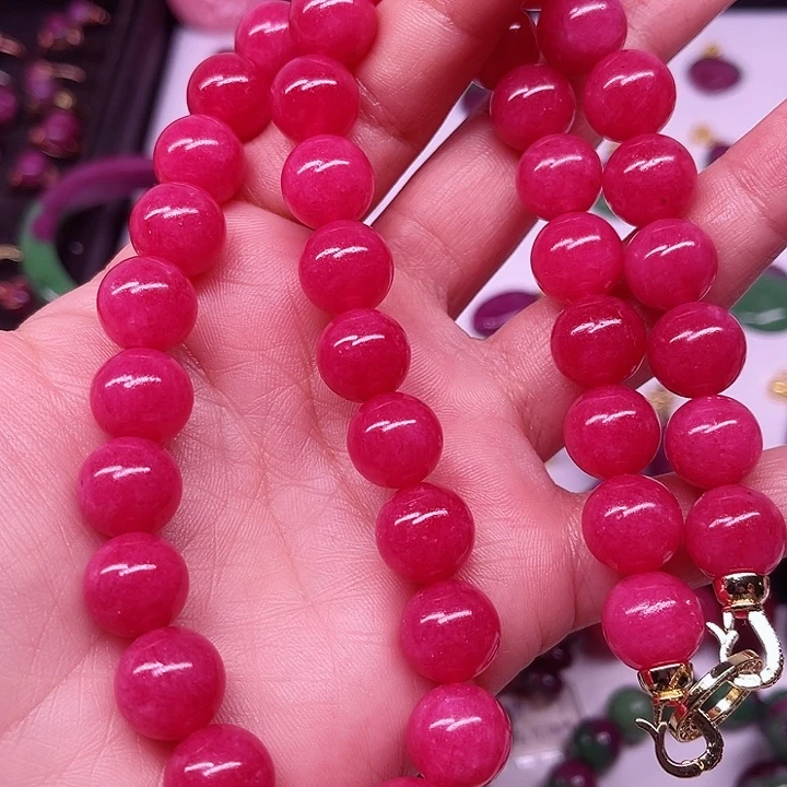 红宝石蔷薇项链银S925镶嵌