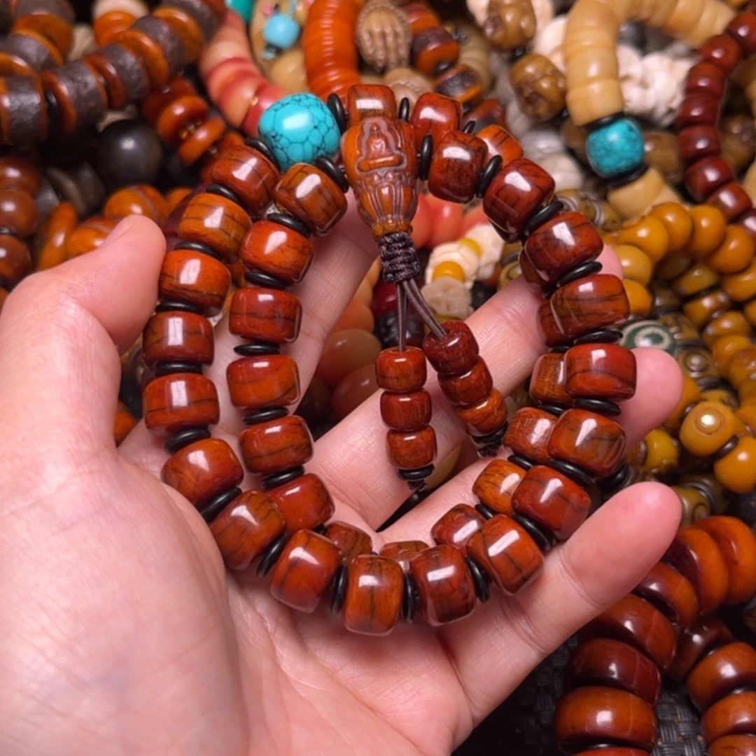 【闪购商品】牛骨手串/手链牛骨红双圈男款12×9×36颗