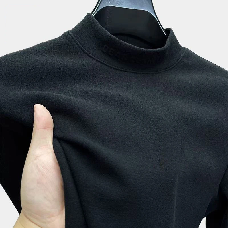 男士新款秋冬加厚长袖半高领德绒保暖打底衫男装内搭男女情侣上衣