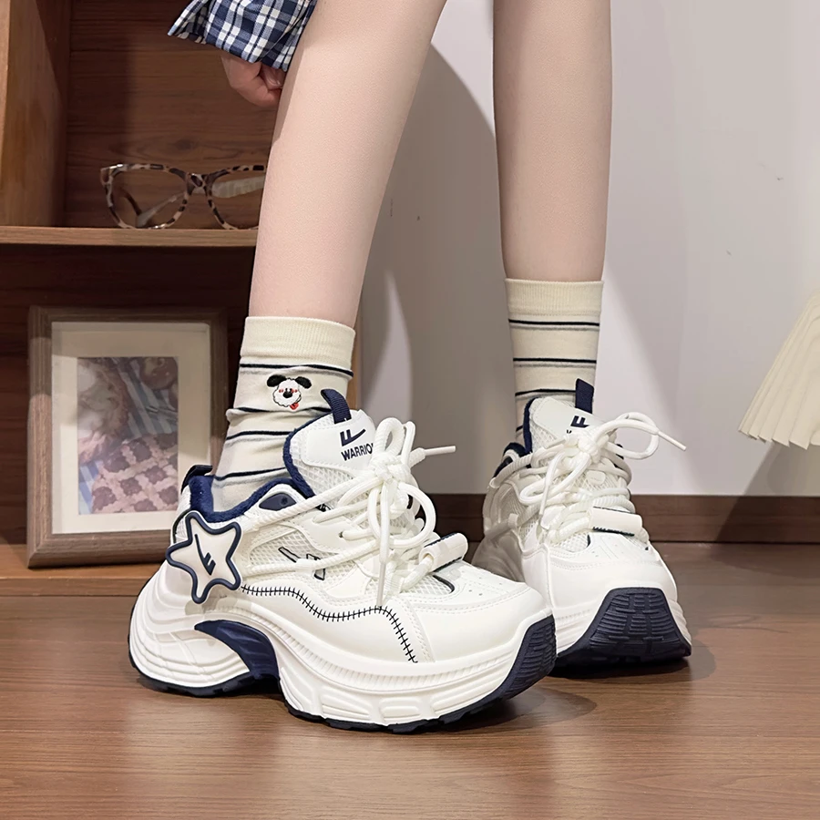 回力加绒女鞋星星厚底老爹鞋女冬季爆款保暖外穿百搭运动休闲鞋女