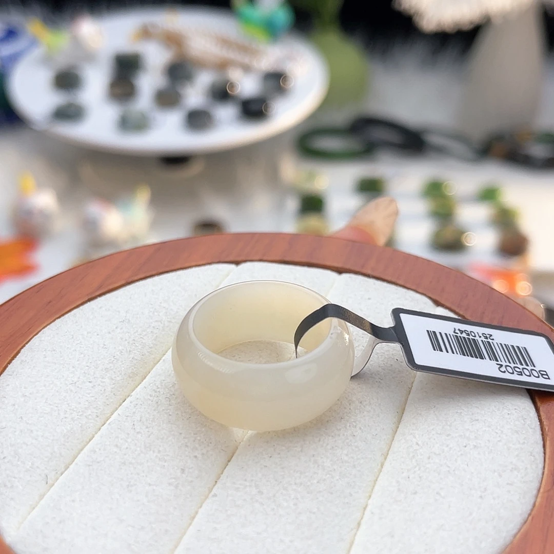 和田玉未镶嵌戒指k8糖白墩墩17.7mm