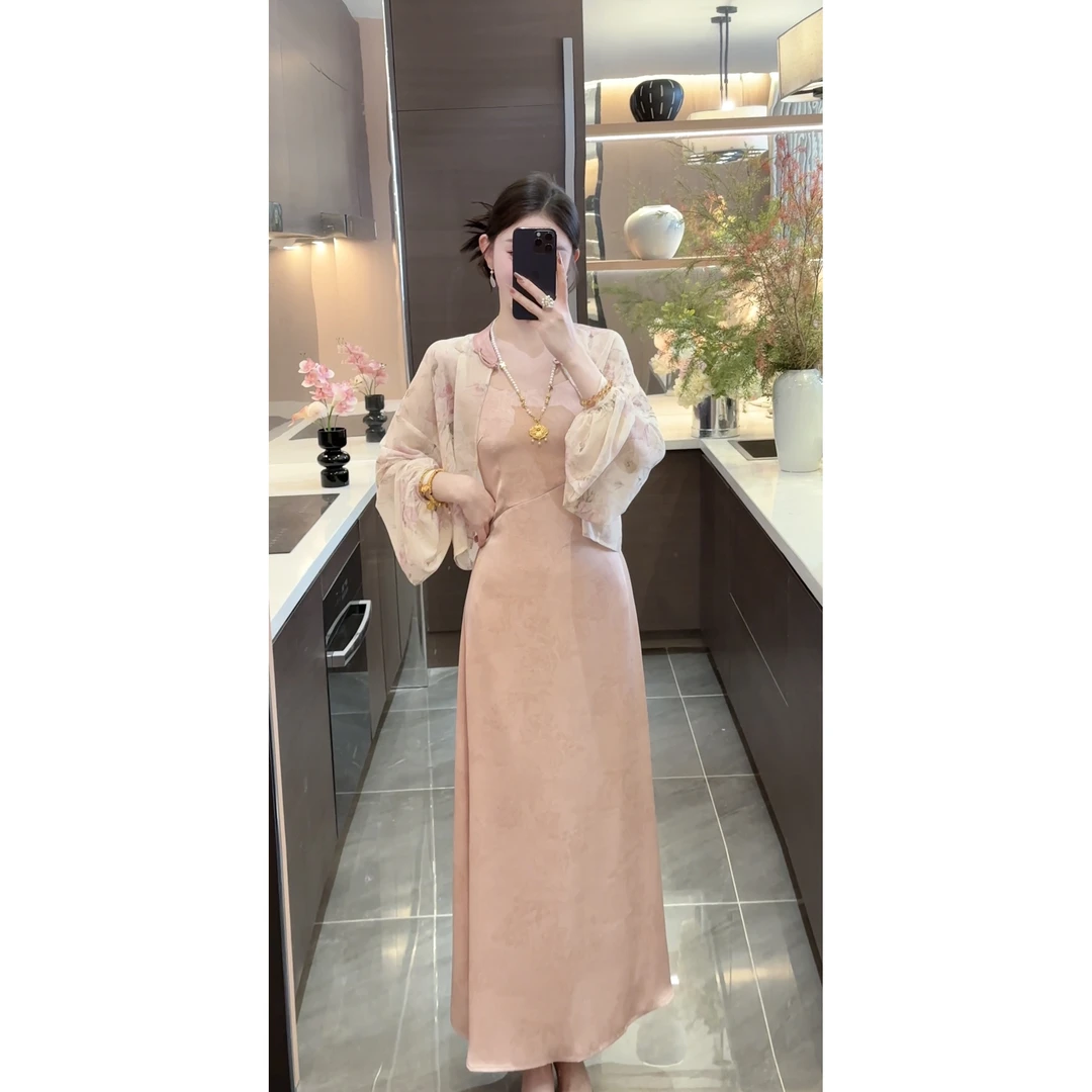 【万茹一】【桃之夭夭吊带裙】JJX4LYQ3569新款拼接吊带连衣裙