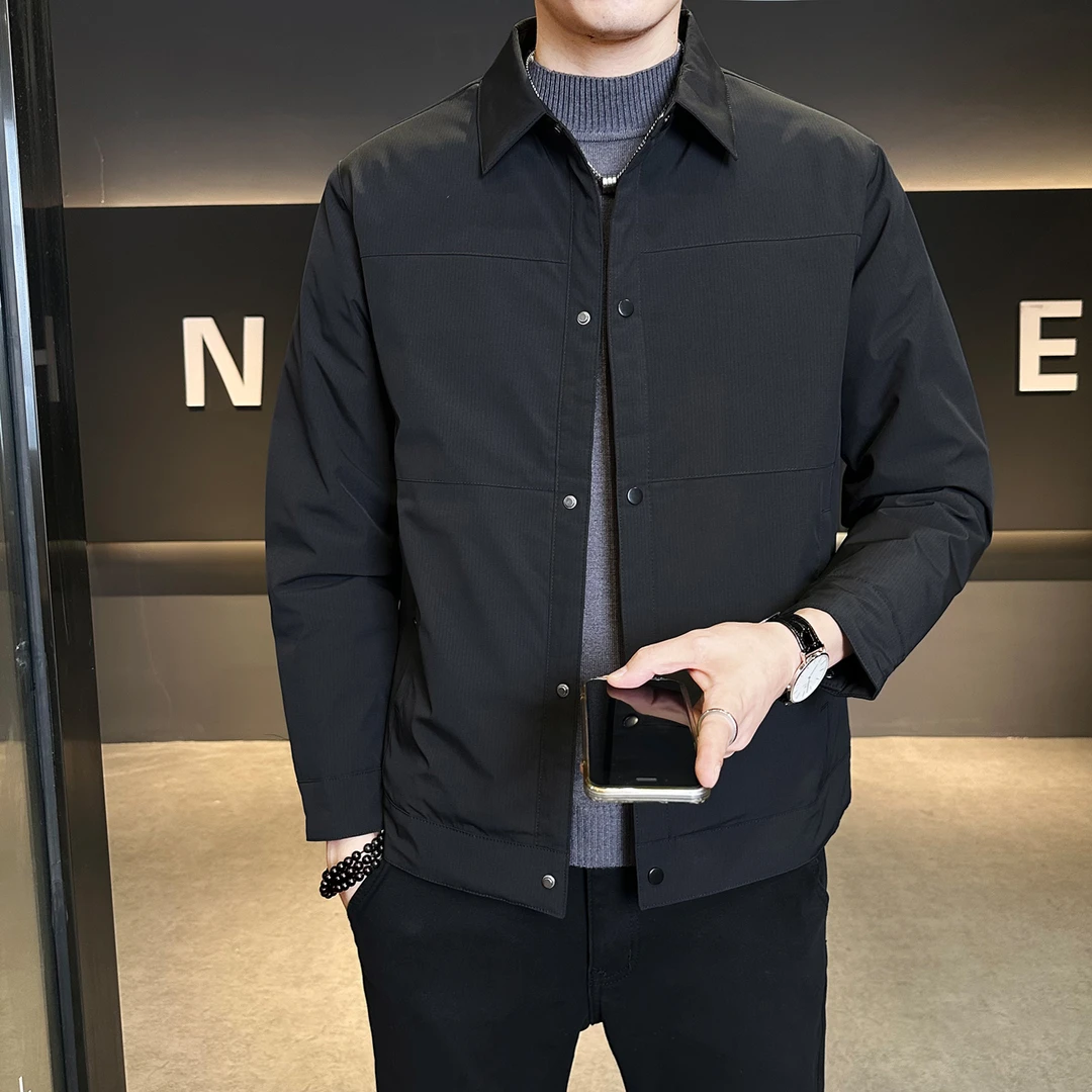 高级感行政夹克式轻薄羽绒服男装秋冬季新款潮流修身帅气保暖外套