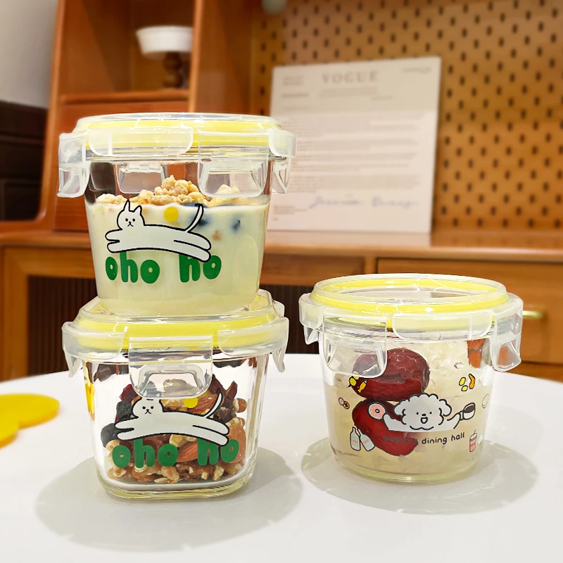 宝宝辅食盒可蒸煮微波炉加热碗玻璃保鲜盒糙米饭分装盒迷你小饭盒