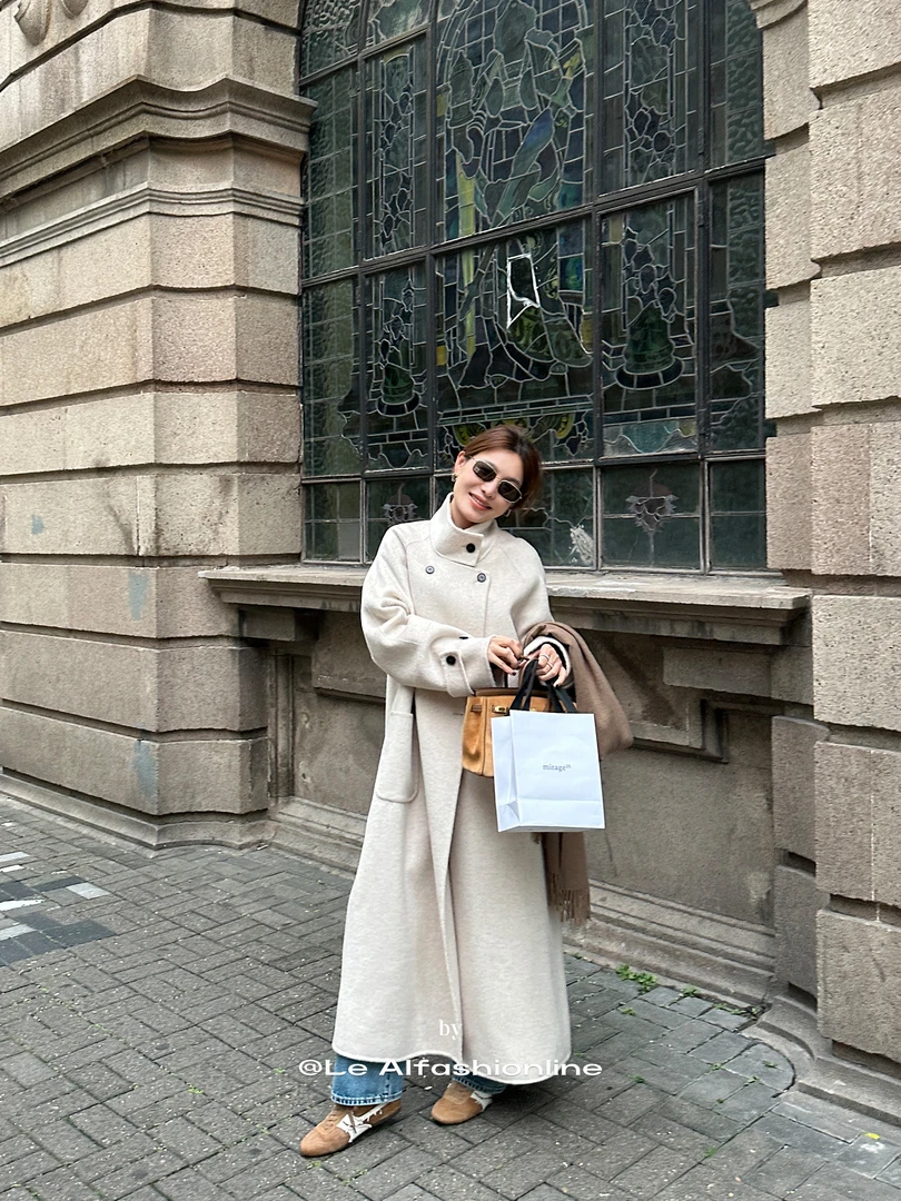 CH-877【翻领】100羊毛女式大衣潮流新款秋冬时尚外套女潮流显瘦