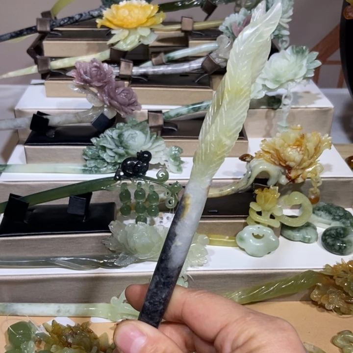 蛇纹石玉发饰未镶嵌