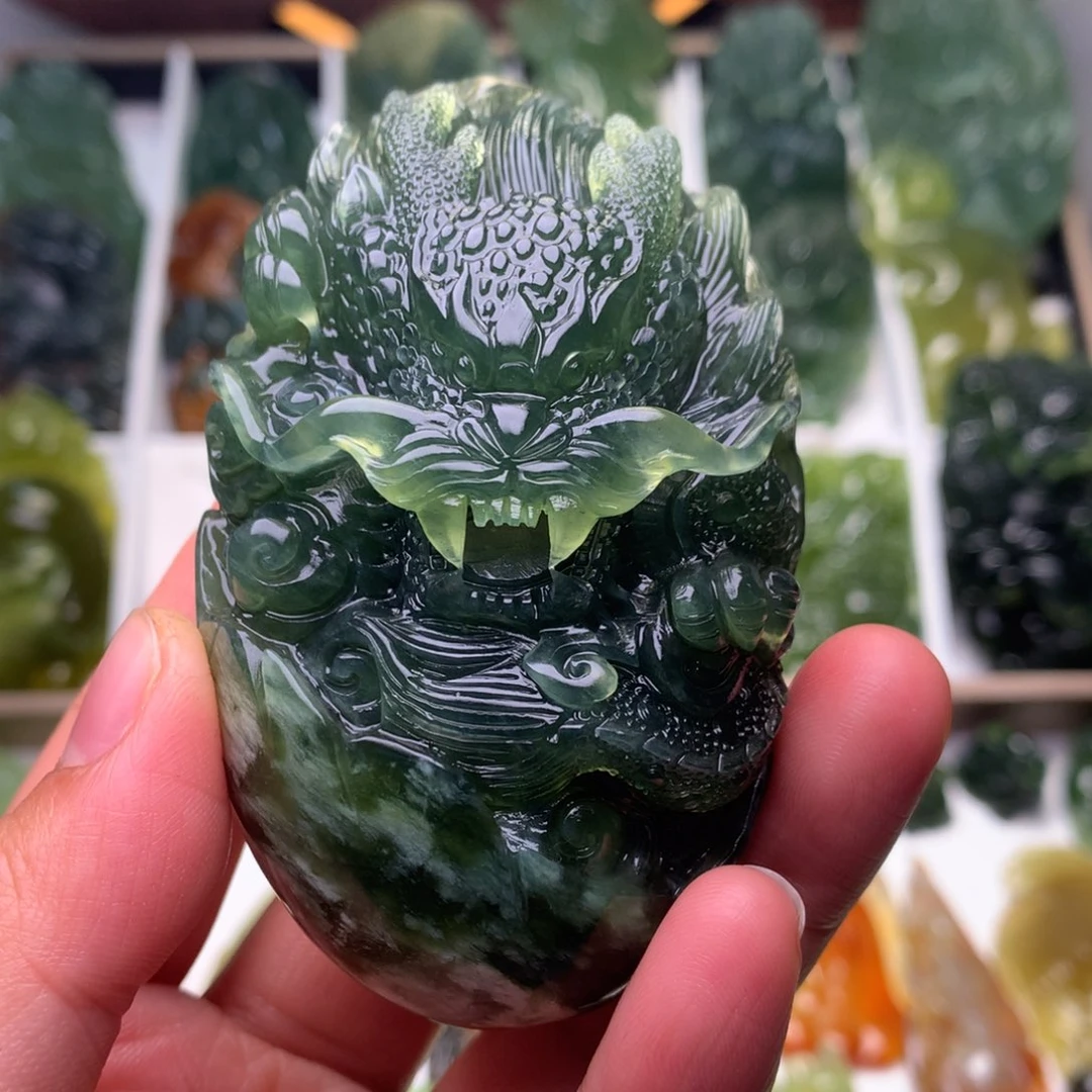 蛇纹石玉未镶嵌手把件龙蛋