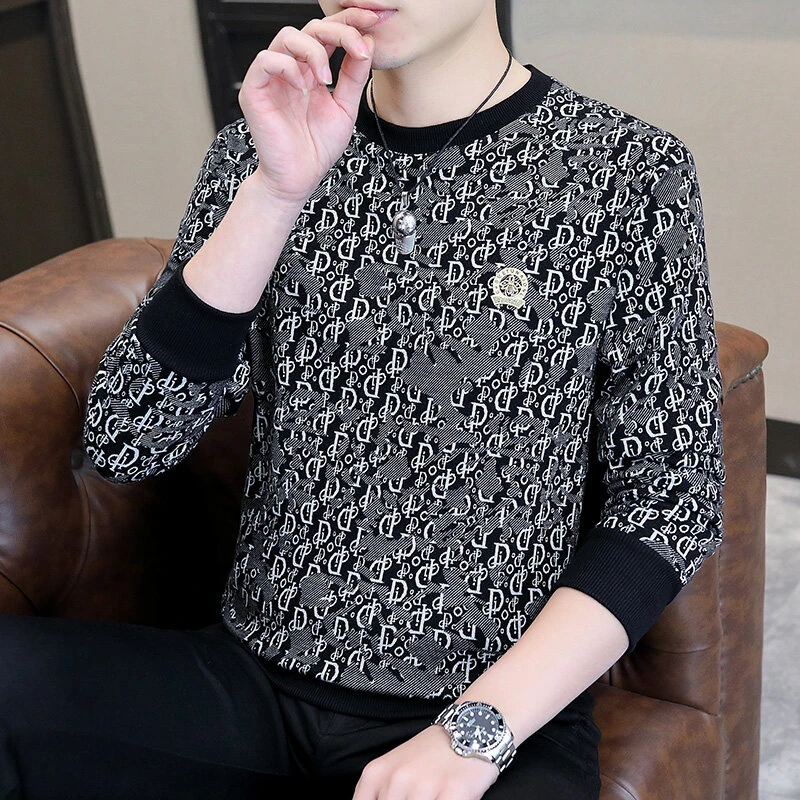 GUNEBOLURWA秋季欧洲站卫衣男圆领品质长袖t恤内搭秋衣打底衫上衣