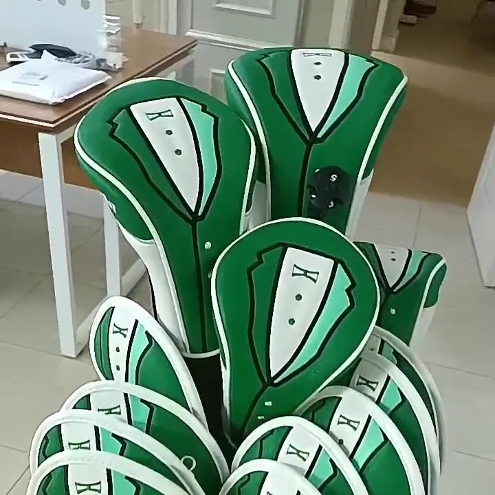 新高尔夫绿夹克木杆套golf大师赛杆头套PU防水1/3/5/UT号杆套套装