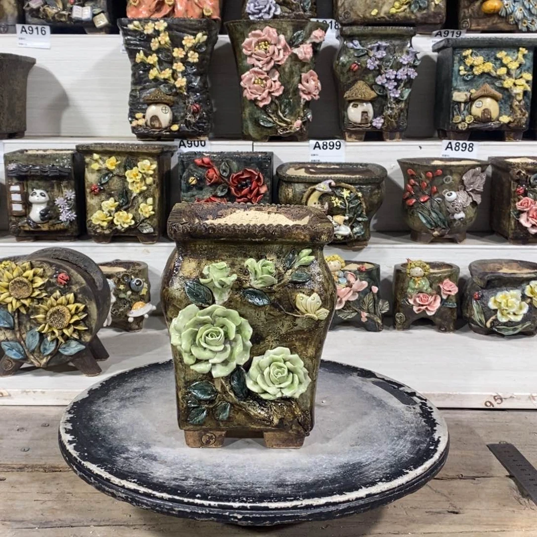 红陶青藤花器多肉花盆